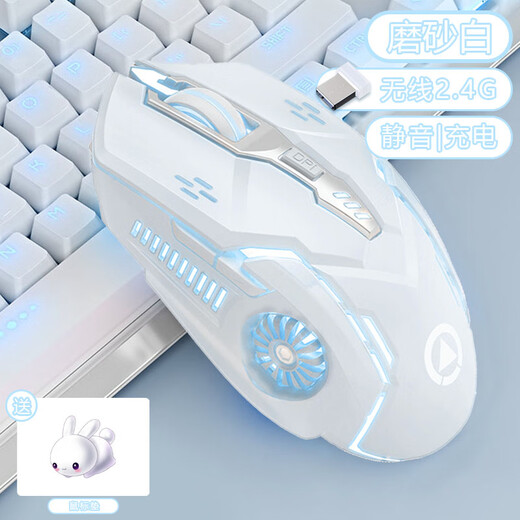 Silver Eagle Kabellose Gaming-Maus, mechanisches Gefühl, wiederaufladbarer Stil für Jungen und Mädchen, geeignet für USB, Universal-Maus, Büro, Business, Glare, Notebook, Desktop-Computer, kabellose Maus, elektrisch, A9 E-Sports, mattweiß, kabellos, 2,4 G, lautlos/Laden, offizieller Standard