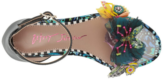 Betsey johnson unisex children's shoes Pippy high-heeled sandals black multi-color 5 older children