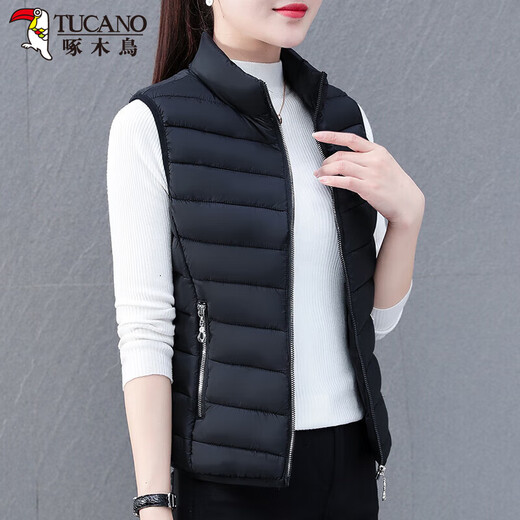 Woodpecker (TUCANO) Vest Women's 2022 New Vest Women's Waistcoat Women's Lightweight Down Cotton Style Autumn and Winter Outerwear Women's Vest Jacket Fashionable Apricot XL_ (Recommended 100-115Jin Jin equals 0.5 kg)