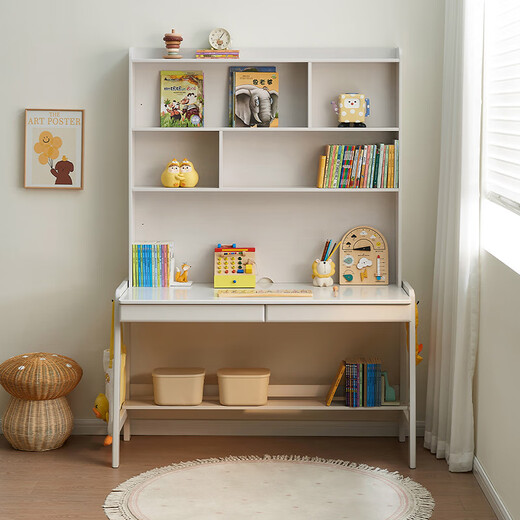 Quanyou Home Teenagers' Bedroom Solid Wood Desk L-shaped Desk Bookshelf Student Computer Desk Lift Study Table Furniture