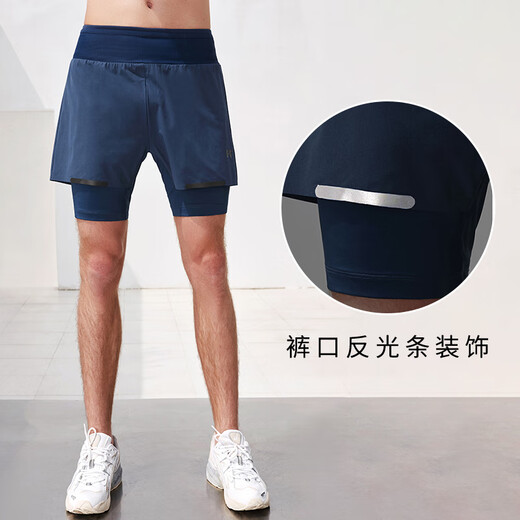 
Particle Mania Sports Shorts Spring and Summer Men Comfortable Stretch Fake Two-Piece Running Fitness Shorts 12350 102 Dark Black S