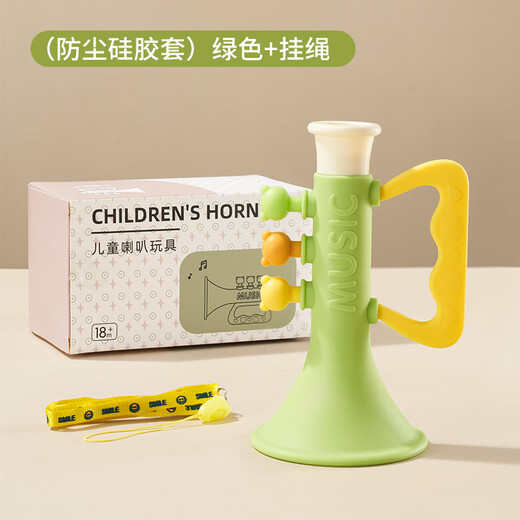 E7 Leben Baby Trompete Kinderspielzeug kann Pfeifen in Kinderpfeifung mit lanyard silicone harmonica kleines trompeten kleines trompetenspielzeug [grün]