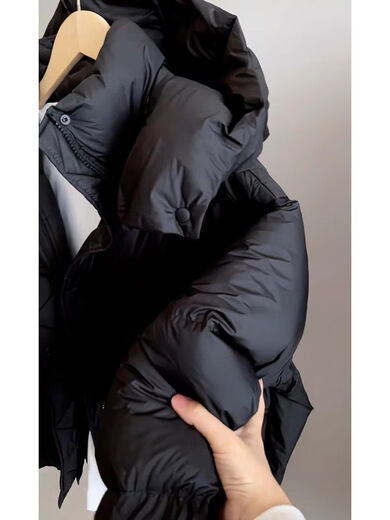 Semir Down Cotton Jacket Women's Short 2025 Winter New Hooded Thickened Bread Jacket Loose Winter Cotton Jacket Black L 125-145Jin Jin is equal to 0.5 kg