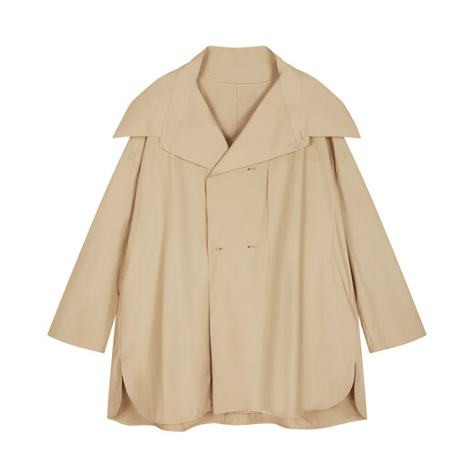 Sketch men's autumn and winter new casual silhouette windbreaker loose long-sleeved shirt collar A-shaped fashionable design jacket 250 Khaki M