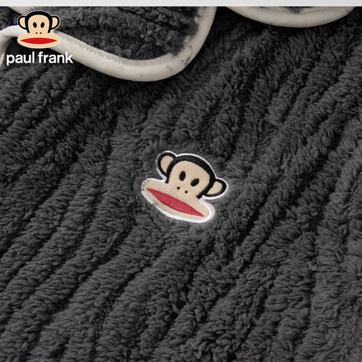 PAUL FRANK Big Mouth Monkey solid color couple pajamas men's winter coral velvet thickened long flannel home clothes women's nightgown set
