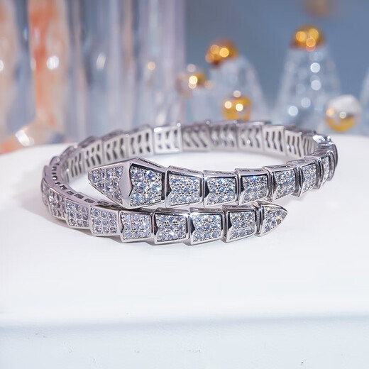 Canbei snake-shaped bracelet 18K rose gold snake bone bracelet snake head moissanite light luxury full of diamonds that will not fall off couple bracelets platinum gold