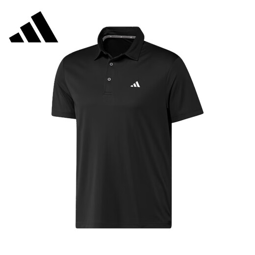adidas阿迪达斯 短袖T恤男新款商务翻领POLO衫短袖夏季快干休闲运动短袖 黑色 IN6626 XL 建议80-90kg