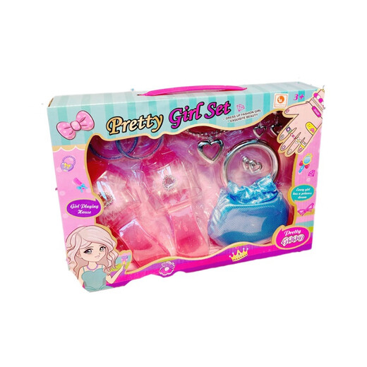 New children's jewelry toys play house high heels necklace bracelet backpack set girls toys 9053
