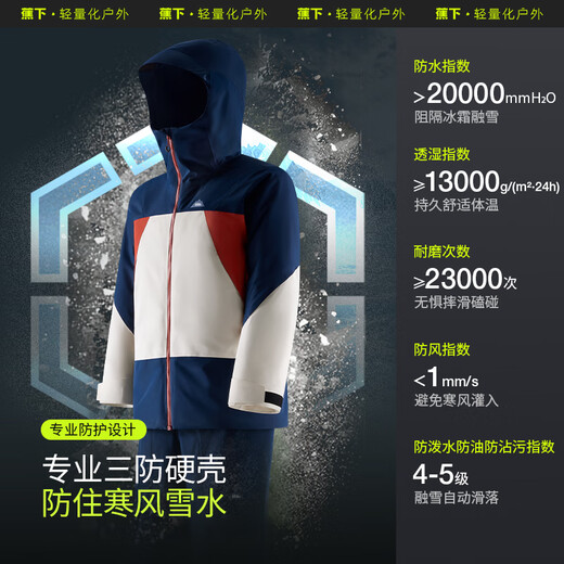 Beneunder ski jacket for men and women, same type outdoor anti-cold air velvet warm jacket, three-proof jacket SK19324 sea whale blue M