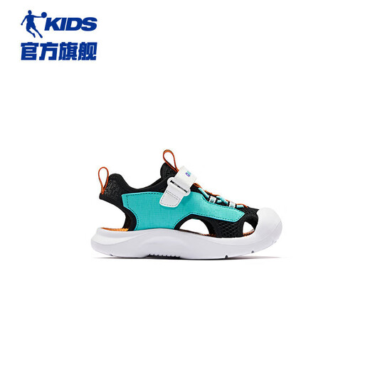 Jordan Boys Sandals Children's Summer Baotou Children's Shoes Children's Breathable Beach Shoes Black/Spring River Green 28