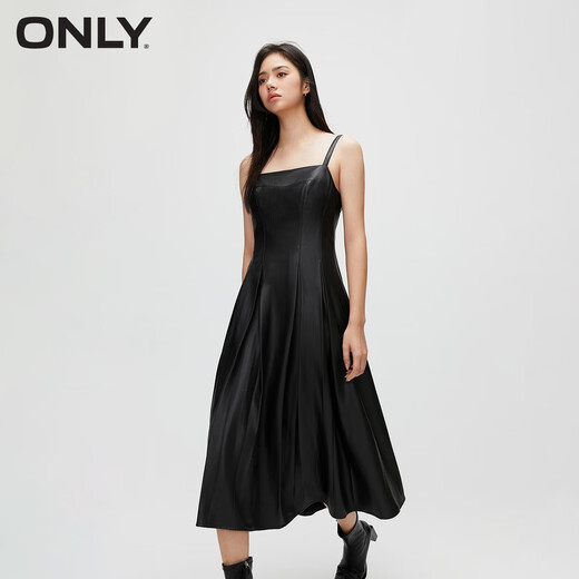 ONLY autumn and winter fashion casual versatile solid color suspender pleated dress for women 12347Y001 H1Z black BLACK L 170/88A