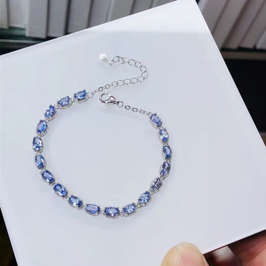 Qianluofu Tanzanite Bracelet New Natural Inlaid S925 Silver Women's Hand Jewelry Wholesale Live Accessories Douyin Fashion Goods Main Stone 5*3MM