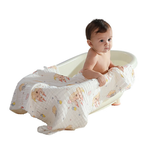 Newborn baby pure cotton bath towel baby gauze blanket kindergarten children's towel bath towel air conditioning blanket blanket Xingyue Bear-110*110cm 6 layers