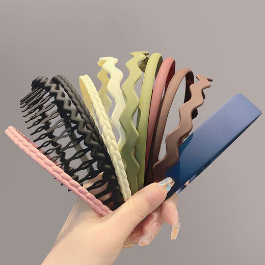 Dai Yan girls face wash and makeup special headband non-slip toothed hair press frosted broken hair press headband Internet celebrity hair bundle headband navy blue 5 pieces