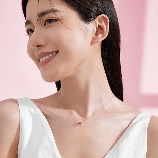 Saturday blessing 18K gold color gold diamond necklace pendant women's sweet heart KRDB065977 about 40+5cm New Year gift