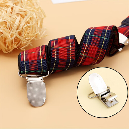 Ticaina's creative children's anti-fall suspender clips, adjustable toddler boys and girls suspenders, shoulder elastic trousers, non-slip trouser clips, 2.5cm wide/Scottish style four clips