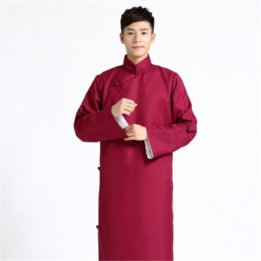 Xi Dexin Chinese-style groomsmen costumes, cross talk gowns, performance costumes, gowns, robes, Tang suits and jackets from the Republic of China, men's brothers' costumes, wedding groomsmen's costumes, burgundy + sunglasses and roses 180