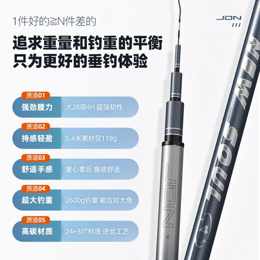 Jiadiani Xinhun No. 4 fishing rod carbon light and hard 28 adjustable fishing rod lake reservoir comprehensive wild fishing fishing rod hand rod 4.5m Xinhun No. 4 rod + rod slightly