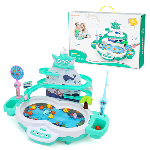 Short Cloud Magnetic Fish Dolphin Fishing Rod Fishing Toy Children's Electric Fish Hook Baby 2-3 Years Old Fishing Fish Playing Water Playing Fishing 20 Small Fish