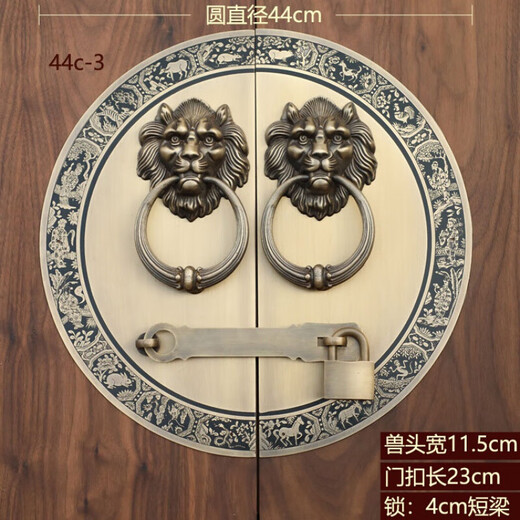 Jingsuo antique door lock handle hand-style copper door knocker villa courtyard wooden door bolt latch handle 35cmA style-3
