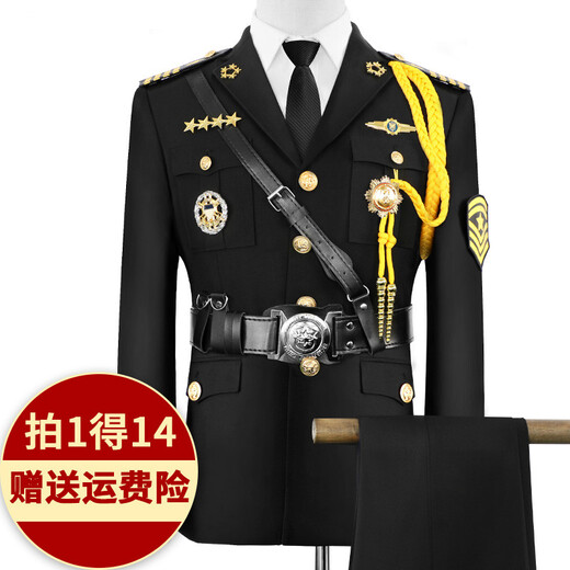 Conwhd Sales Office Concierge Clothing Security Spring Autumn Suit Male Property Order Image Booth Security Work Dress Jacket+Trousers+White Lining+9 Accessories-Large Cap-3XL