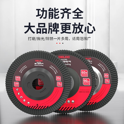 Delixi Electric Louver Blade Angle Grinder Grinding Sheet Industrial Grade Polishing Sheet Multifunctional Wood Stainless Steel Rust Removal Polishing Wheel Classic Red Sand 60 Mesh 5 Pieces