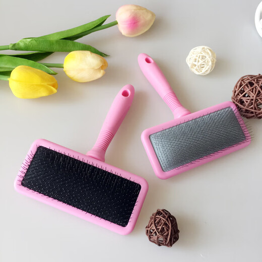 DELIGHT (DELIGHT) Maleficent pet needle comb cat and dog comb, hair-pulling comb, Teddy knotting comb, Bichon fluffy special comb Maleficent - (hard needle) - size M - pink