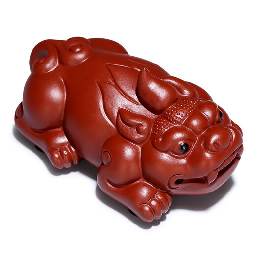 Gold inlaid jade, handmade by teacher Wang Renbing, Yixing original mine Dahongpao purple sand tea pet, Pixiu tea pet ornaments, tea toys, tea table decorations, kung fu tea set accessories, gift box, Dahongpao Pixiu tea pet