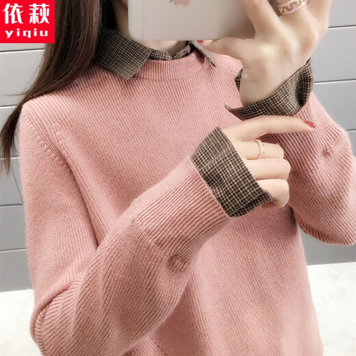 Yihai Half Turtleneck Sweater Women's Thickened Loose Short Style 2020 Autumn and Winter New Korean Style Student Bottoming Sweater Sweater Women's Pullover Pink Please take the correct size [This link does not ship]