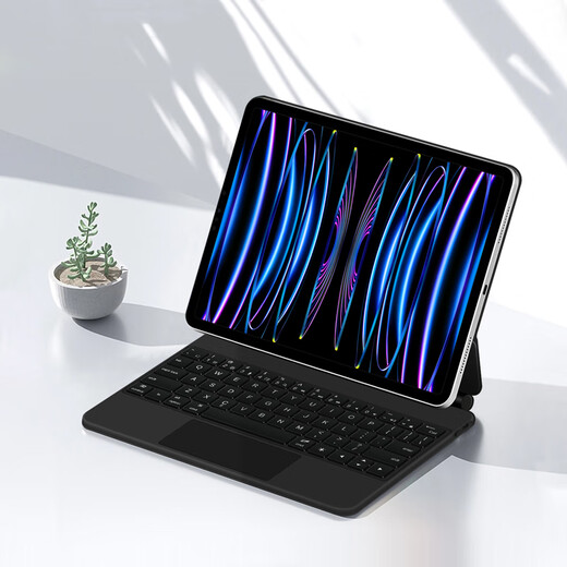 AJIUYU适用iPad键盘iPad Pro 11妙控键盘Air4/5 10.9英寸平板电脑保护套悬浮磁吸蓝牙触控背光键盘皮套 曜石黑【悬浮妙控键盘】 25款iPad Air13英寸M3平板A3271