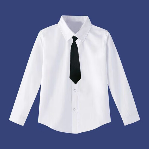 Children's pure cotton white shirt white shirt long-sleeved cotton spring and autumn primary school uniforms middle-aged and older girls JK performance clothes white shirt-long-sleeved-universal (polyester-cotton) 140