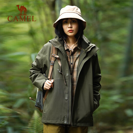 Camel (CAMEL) three-in-one women's jacket with fleece lining, removable, thickened, windproof and waterproof U1W1TR342