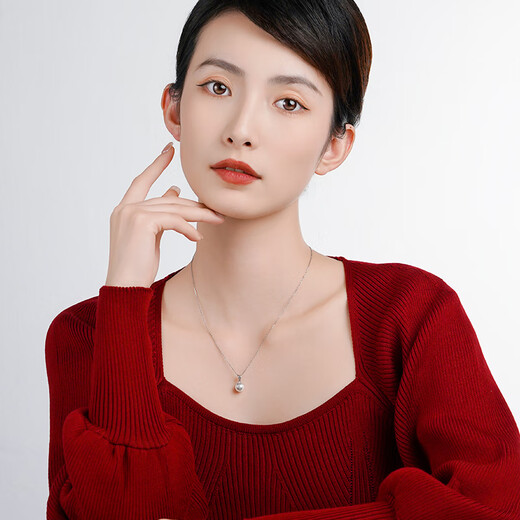 Tahiti akoya pearl pendant 18K gold round highlight seawater pearl necklace necklace akoya 8.5-9mm +925 silver chain