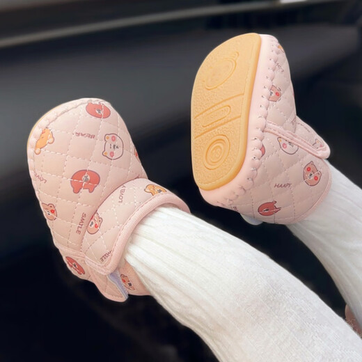 米嘟尔冬季宝宝棉鞋6到12个月婴儿学步鞋软底婴幼儿雪地靴高帮加绒加厚8 米白（Z35小熊靴） 11 S 内长11cm 建议0-6个月