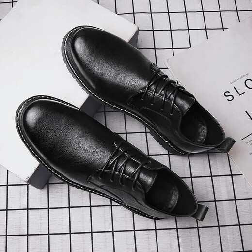 
New products for men's shoes casual leather shoes fashion Korean version for men's business shoes men's formal shoes versatile flat-soled shoes 9920 black 40