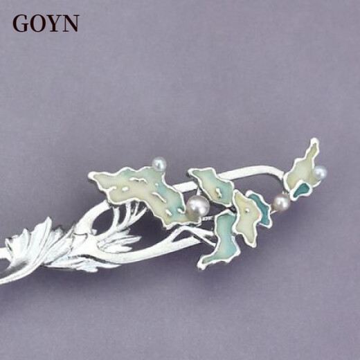 GOYN Osmanthus burnt blue sterling silver hairpin one-word hairpin high-value women's ethnic style hairpin national style ins style hair accessories Osmanthus burnt blue hairpin
