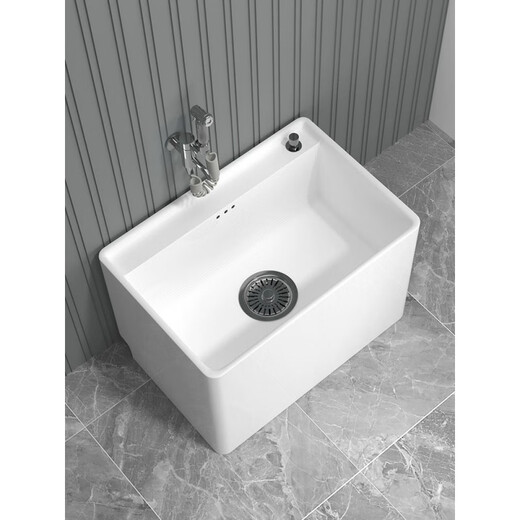 Balcón XMSJ Cerámico Tank Baño Baño Cuenca Granja Gran Piscina para el suelo Fourroom Pool de altura de gran altura K15052 Longitud*36 Ancho*42 Piscina de altura de mopas + Pistola de rociado de grifo plateado