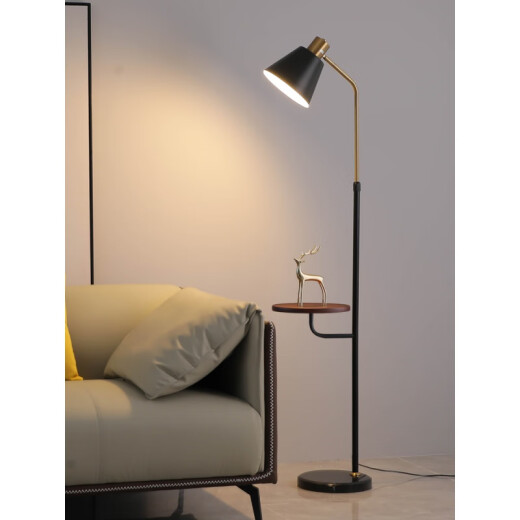 Luo Qiya CMLZIUA living room sofa next to the floor lamp coffee table integrated Nordic light luxury bedroom study reading lamp vertical lamp gold + 9 watt warm light bulb