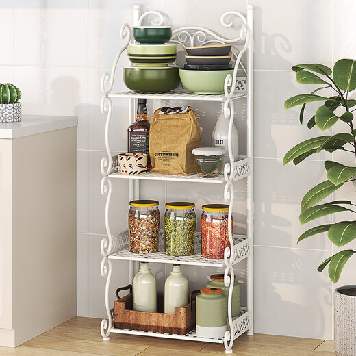 
Linshiwu folding shelf iron bathroom washbasin rack toilet kitchen storage rack layer rack household shelf white-Z674 [width 33cm*height 88cm]