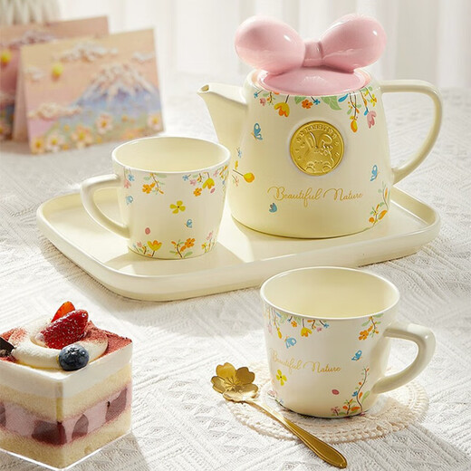 Meidu Christmas birthday gift tea set Valentine's Day gift for newlyweds teapot best friend souvenir wedding new wedding bow tea set pink gift box