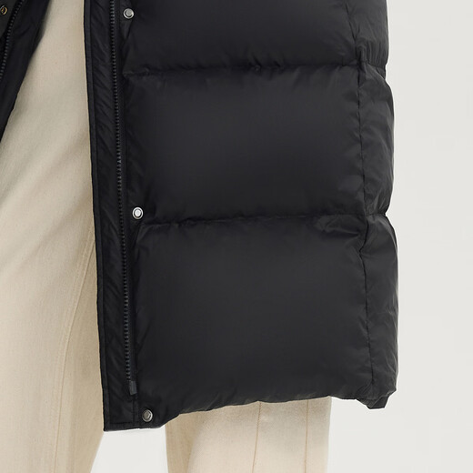 Elaiyi Goose Down Jacket Women's U-shaped Pillow Long Hooded Thickened Warm Winter New Year Jacket Carbon Black S