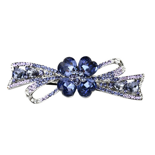 Case makeup Chinese Valentine's Day bow hairpin hairpin for women Korean back of head one-word clip rhinestone Korean spring clip top clip hairpin violet (gift box)