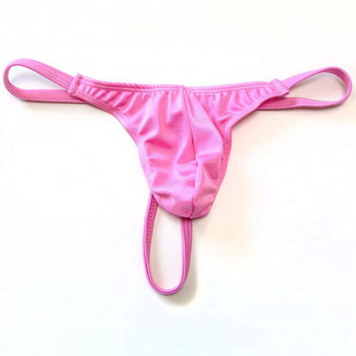 Men's super sexy small underwear with exposed buttocks, men's thong thin elastic tight low-waisted thin strap T-pants U convex bag sexy underwear alternative sexy SM rose red L