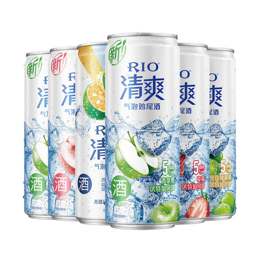 锐澳清爽/强爽/微醺 洋酒预调rio鸡尾酒清爽5度强爽8度 低度气泡果 清爽330ML*5罐口味随机