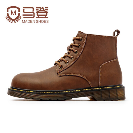 Madden Crazy Horse Leather Martin Boots Мужские осенние ретро -ретро -американские рабочие ботинки коричневый британский стиль Zhongbang повседневные кожаные ботинки Beeswax цвет Madden Work Boots 44 (270 мм)