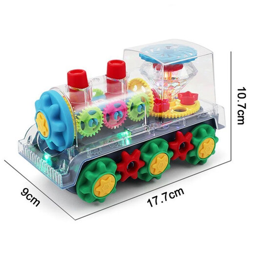 Yijun Kinderspielzeug Lokomotive Elektrische Universal Car Boy and Girl Baby Musik Beleuchtung kleiner Zugmodell Spielzeug Geschenk transparent rotierender Zug [Batterieversion]