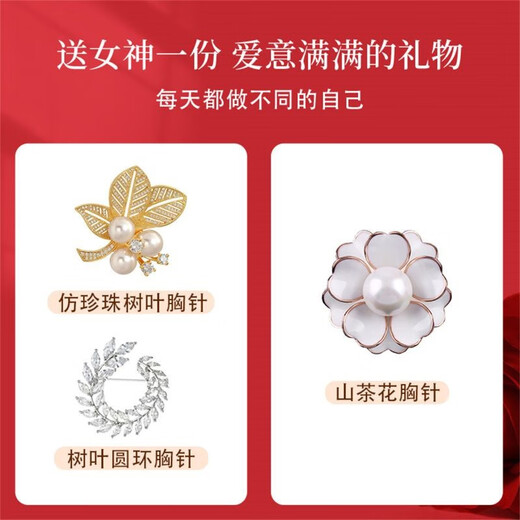 Dingjing brooch for women, high-end simple corsage, silk scarf, anti-exposure buckle, suit collar, brooch set, gift box, birthday gift, camellia brooch set box TW129