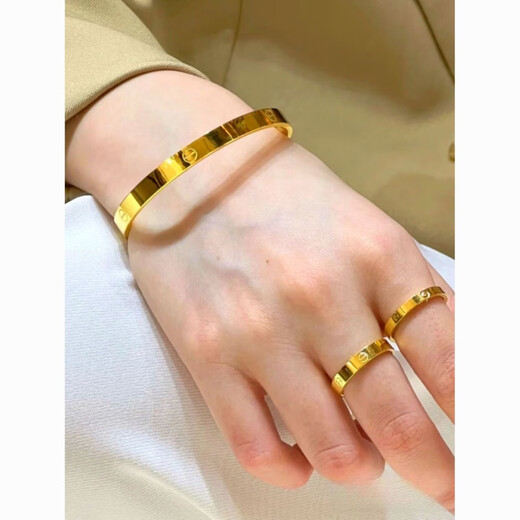KZD Old Phoenix Gold Store Model Yellow I Gold Glossy Bracelet Women's 999 Pure Gold Pure Silver Solid Pure Gold Silver Bracelet Free Silver Bracelet Free