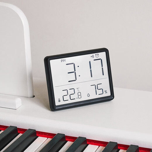 Refrigerador magnético delgado Cocina electrónica Reloj Estudiante de la alarma digital Multifunción Tabla de temperatura electrónica Reloj Black 9905 (colgante magnético/columpio/pared)