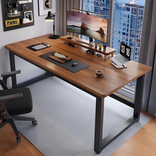 New appearance computer desk e-sports table desktop home desk study desk office game table simple long table Z03 walnut black frame single table 80*60*74